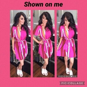 Nine West Paint Stroke Mini Dress with Belt